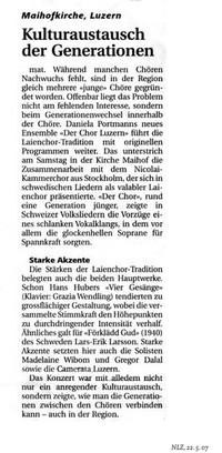 Bild mit Text zum Laden: NLZ 22-05-2007 | Kulturaustausch der Generationen